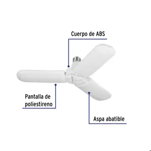 Lámpara LED 24W tipo ventilador, 3 aspas ajustables, Volteck
