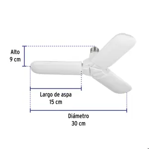 Lámpara LED 24W tipo ventilador, 3 aspas ajustables, Volteck