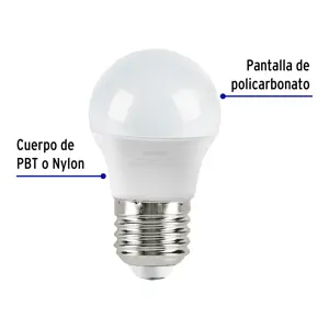 Lámpara LED G45 3 W (equiv. 25 W), luz cálida, caja, Volteck