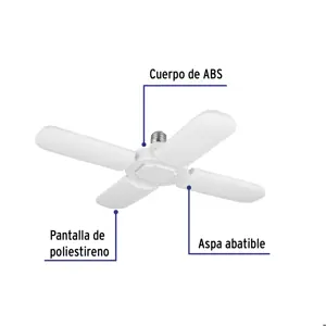 Lámpara LED 32W tipo ventilador, 4 aspas ajustables, Volteck