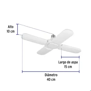 Lámpara LED 32W tipo ventilador, 4 aspas ajustables, Volteck