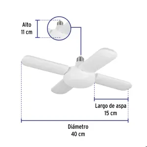Lámpara LED 40W tipo ventilador, 4 aspas ajustables, Volteck
