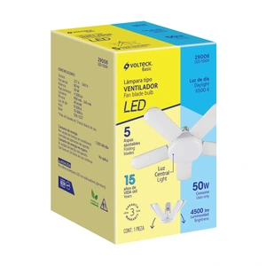 Volteck Lámpara de LED 50 W, tipo ventilador con 5 aspas ajustables