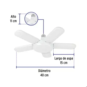 Volteck Lámpara de LED 50 W, tipo ventilador con 5 aspas ajustables