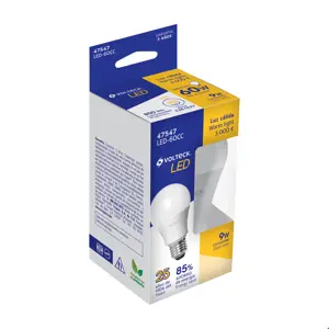 Lámpara LED A19 9 W (equiv. 60 W), luz cálida, caja, Volteck