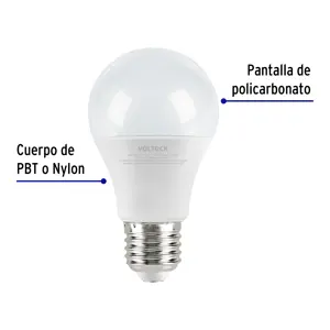 Lámpara LED A19 9 W (equiv. 60 W), luz cálida, caja, Volteck