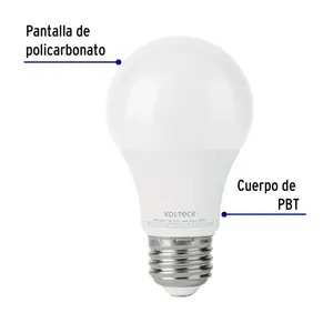 Volteck Lámpara de LED atenuable tipo bulbo 9 W luz de día, blíster