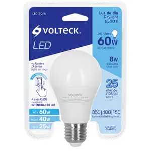 Volteck Lámpara LED tipo bulbo con 3 niveles de iluminación, blíster
