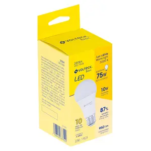 Volteck Lámpara LED A19 10 W (equiv. 75 W), luz cálida, caja, Basic