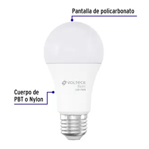Volteck Lámpara LED A19 10 W (equiv. 75 W), luz cálida, caja, Basic