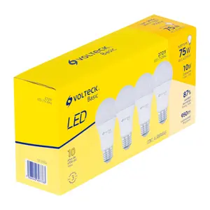 Volteck Pack de 4 lámparas LED A19 10 W (equiv. 75 W), luz cálida