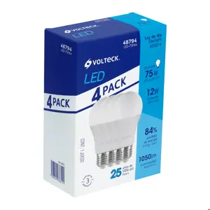 48794 / LED-75FX4 Volteck Pack de 4 lámparas LED A19 12 W (equiv. 75 W), luz de día