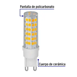 Volteck Lámpara de LED tipo cápsula 4 W base G9 luz cálida, blíster