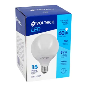 46195 / LED-G10 Lámpara de LED tipo globo 8 W luz de día, en caja, Volteck