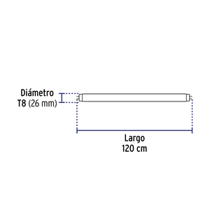 Volteck Tubo de LED T8 18 W base G13 pantalla de vidrio, Basic