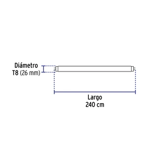 Tubo de LED T8 36 W base G13 pantalla policarbonato, Volteck