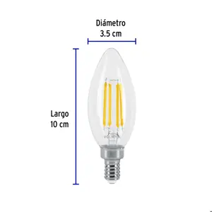 Volteck Lámpara LED tipo vela 4 W con filamento base E12 luz cálida