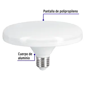 Volteck Lámpara LED tipo OVNI 18 W (equiv. 125 W), luz cálida, caja
