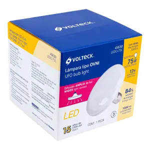 Volteck Lámpara LED tipo OVNI 12 W (equiv. 75 W), luz cálida, caja