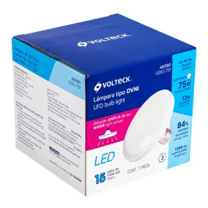 Volteck Lámpara LED tipo OVNI 12 W (equiv. 75 W), luz de día, caja