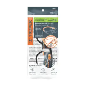15304 / LEDE-ST-R Truper Lentes de seguridad, transparente con banda elástica, Active