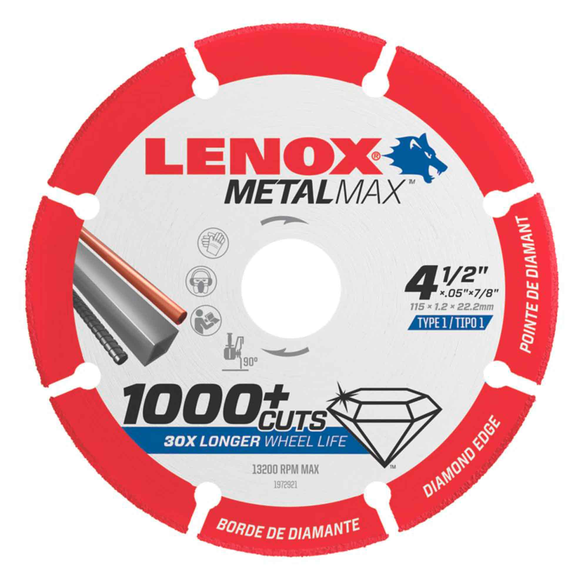 LENOX-A1972921 / A1972921 Disco de corte de diamante 4-1/2 Pulgadas x 1.2mm x 7/8 Pulgadas Lenox