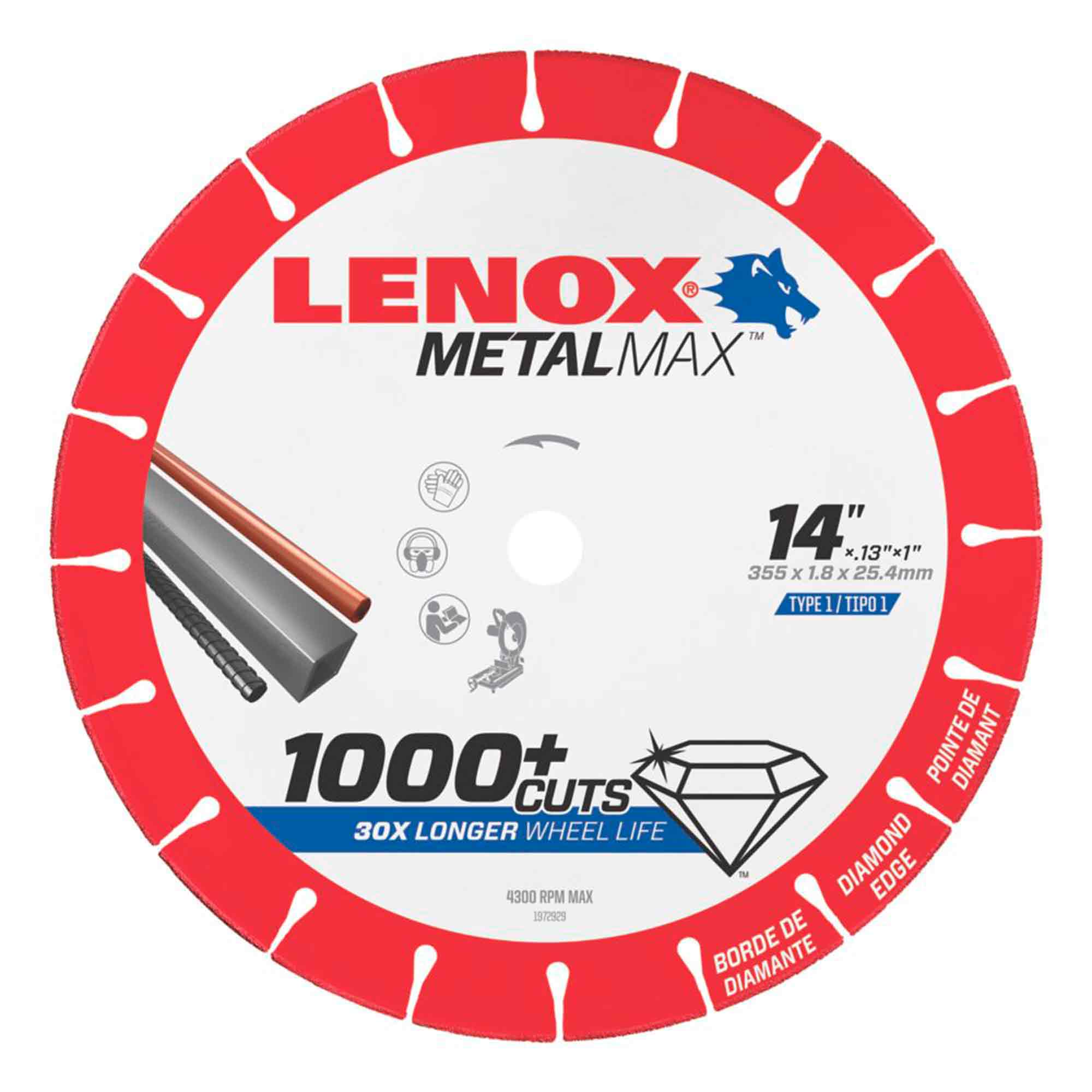 LENOX-A1972929 / A1972929 Disco de corte de diamante 14 Pulgadas x 1.8mm x 1 Pulgadas Lenox