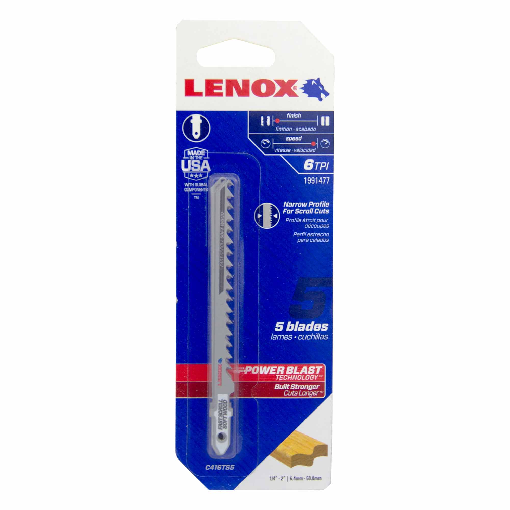 LENOX-A1991477 / A1991477 Hoja De Carbono 416SC de 4 x 1/4 x .058 Pulgadas (6) Zanco 5 Piezas