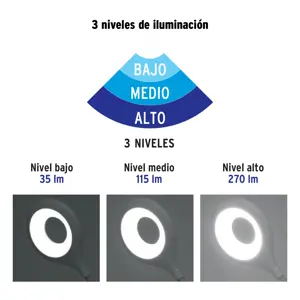 Volteck Lámpara escritorio LED 4 W recargable c/clip, 3 intensidades