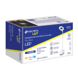 Volteck Lámpara escritorio LED 4 W recargable c/clip, 3 intensidades