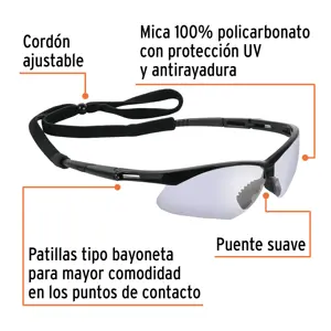 Truper Lentes seguridad espejo azul c/cordón ajustable, Sport