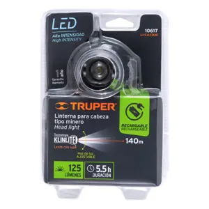 Linterna de minero LED 160 lm, recargable, TRUPER EXPERT