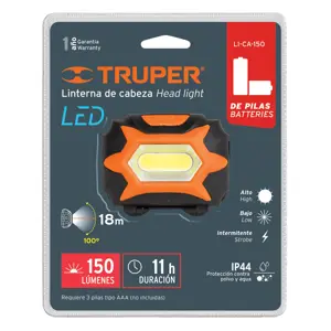 Linterna de minero 1 LED 150 lm de 3 pilas AAA, Truper