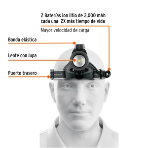 Linterna de minero LED 1700 lm, recargable, TRUPER EXPERT
