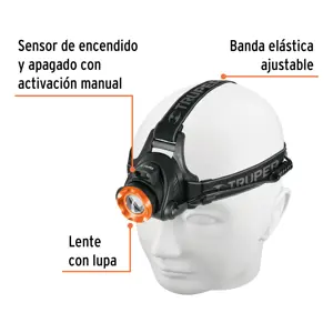 Linterna de minero LED 300 lm, recargable, TRUPER EXPERT