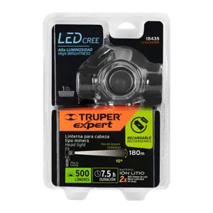 Linterna de minero LED 500 lm, recargable, TRUPER EXPERT