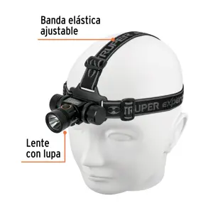 Linterna de minero LED 500 lm, recargable, TRUPER EXPERT