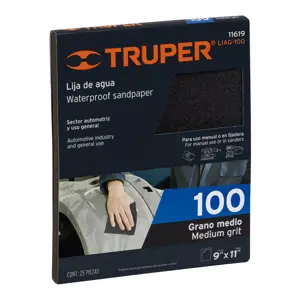 11619 / LIAG-100 Lija de agua grano 100 de carburo de silicio, Truper