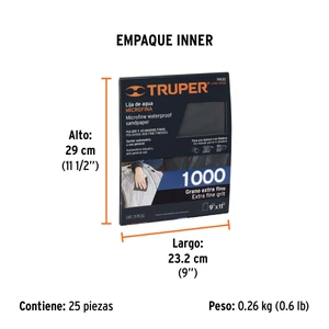 Lija de agua grano 1000 microfina carburo de silicio, Truper