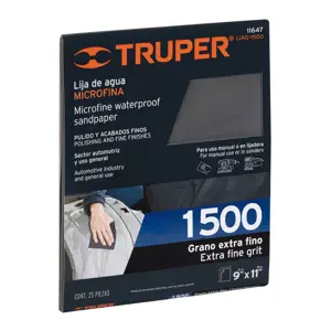 11647 / LIAG-1500 Lija de agua grano 1500 microfina carburo de silicio, Truper