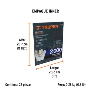 Lija de agua grano 2000 microfina carburo de silicio, Truper