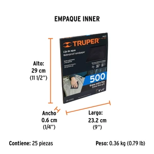 Lija de agua grano 500 de carburo de silicio, Truper