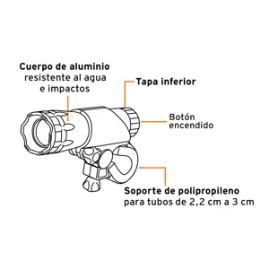 Linterna delantera 100 lm para bicicleta con 3 pilas AAA