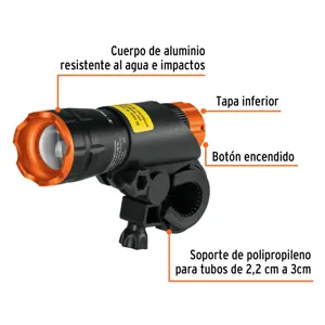 Truper Linterna delantera para bicicleta, 140 lm, recargable