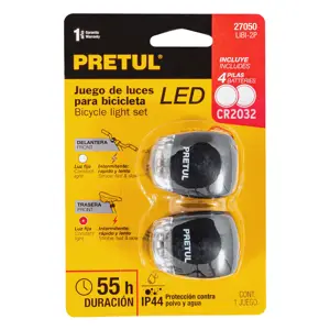 27050 / LIBI-2P Juego de linterna trasera y delantera para bicicleta, Pretul