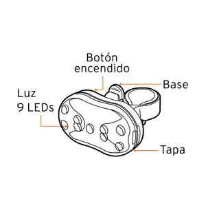 Truper Linterna trasera para bicicleta 9 LEDs con 2 pilas AAA