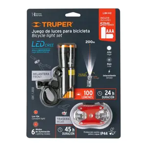 Juego de linterna delantera y trasera para bicicleta, TRUPER