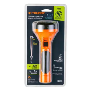 19847 / LILE-11T Linterna plástica 1 LED 200 lm recargable, Truper