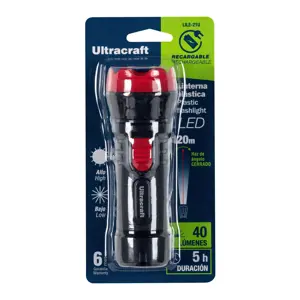 Ultracraft Linterna recargable de Led, 40 lúmenes, Ultra