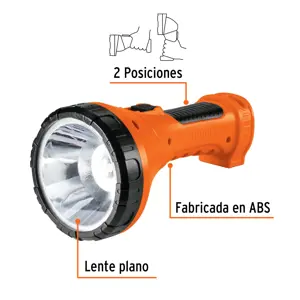 Linterna plástica 1 LED 150 lm recargable, Truper